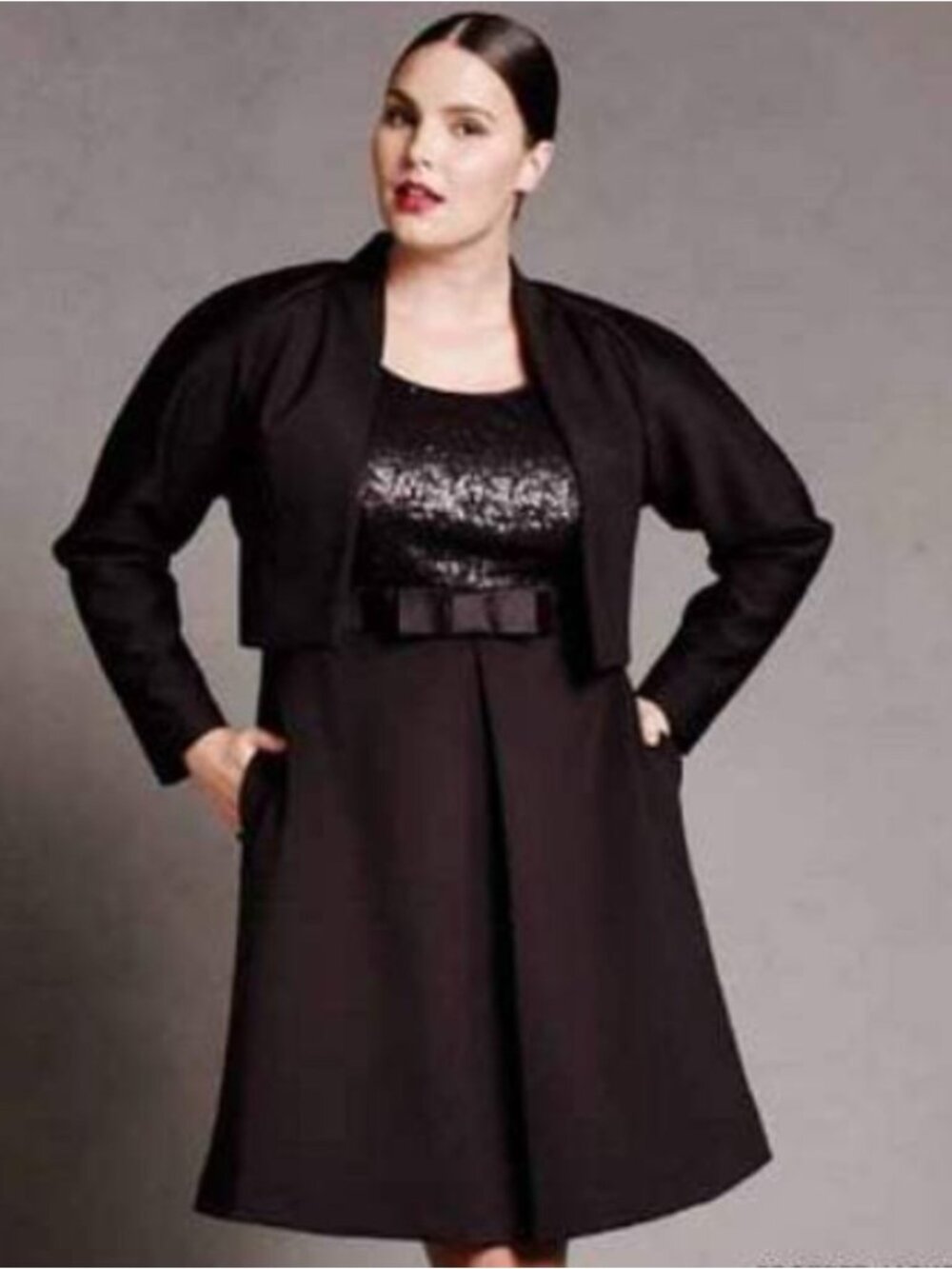 Isabel Toledo Lane Bryant Sequin Black Midi Dress 14